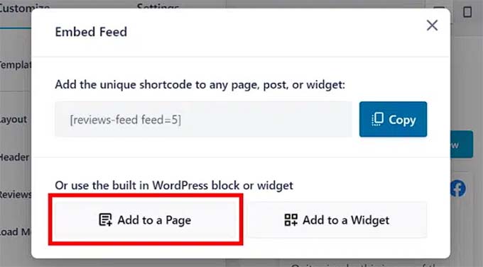 Click Add to a page button