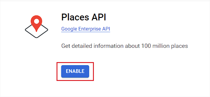 Enable places API