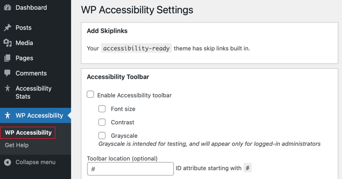 WP Accessibility Settings