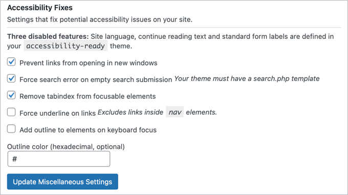 WP Accessibility Fixes
