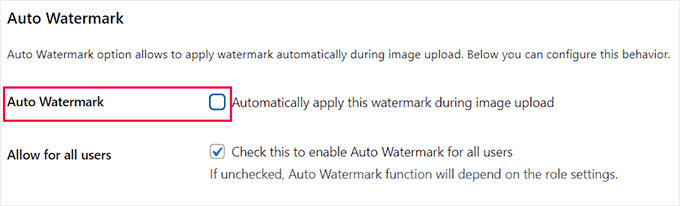 Uncheck the auto watermark option