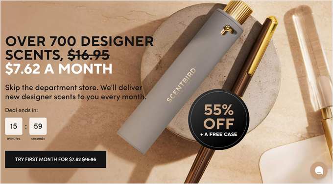 Scentbird's landing page