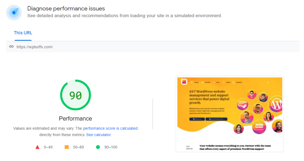 Image of Google PageSpeed Insights report testing for render-blocking resources.