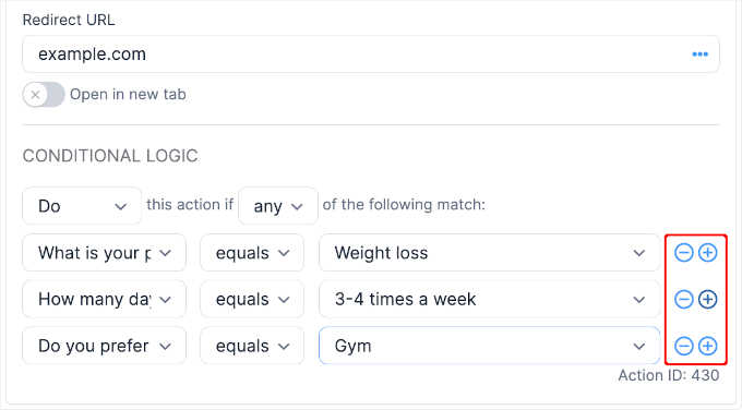 Setting redirect conditional logic