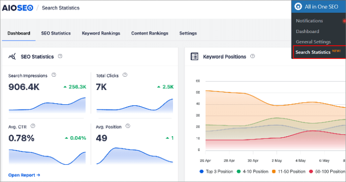 Monitor SEO Rankings From the Search Statistics Dashboard