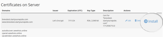 Install the new SSL certificate