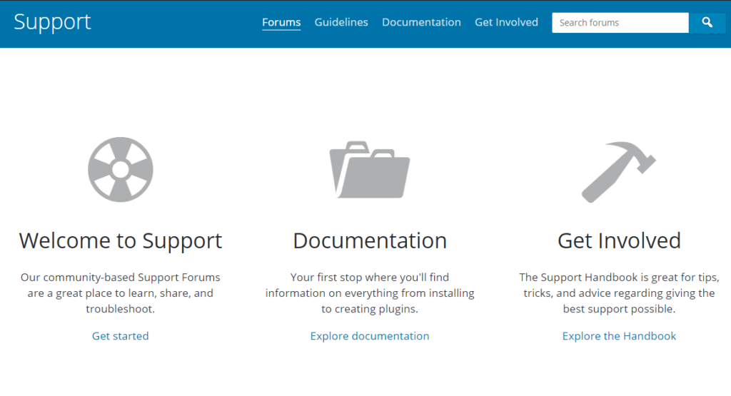 Screenshot of WordPress.org Support Forum Page