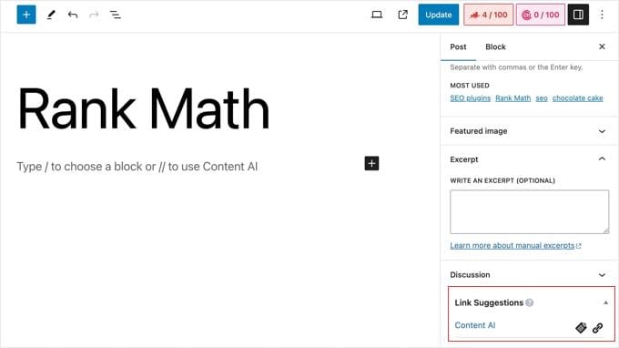 Rank Math Link Suggestions