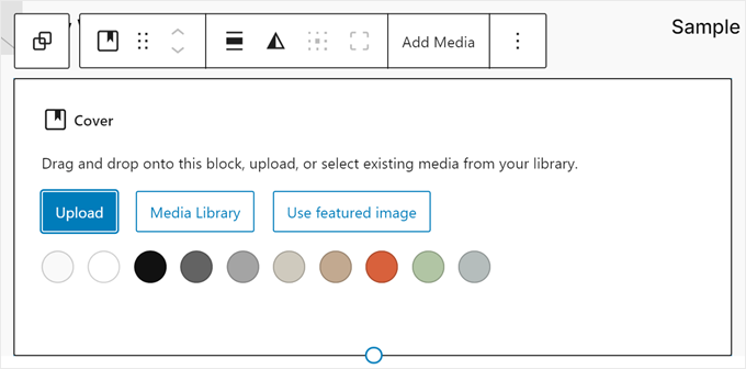 Uploading an image to the cover block in full site editor