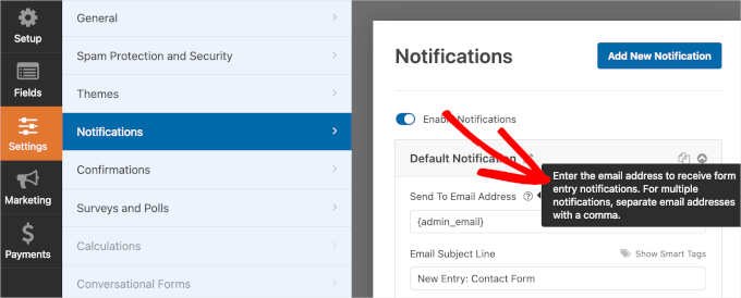 Setting multiple email recipients in WPForms