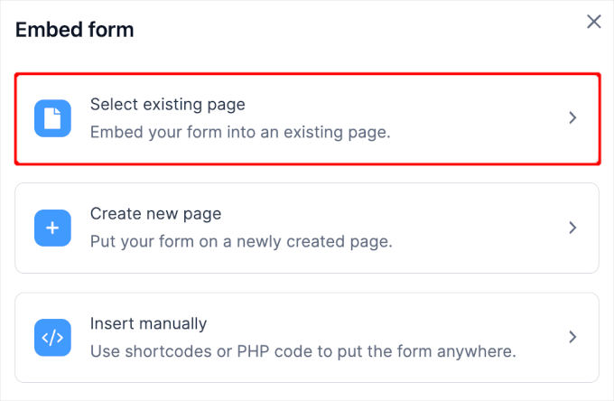 Formidable Forms' Embed form options