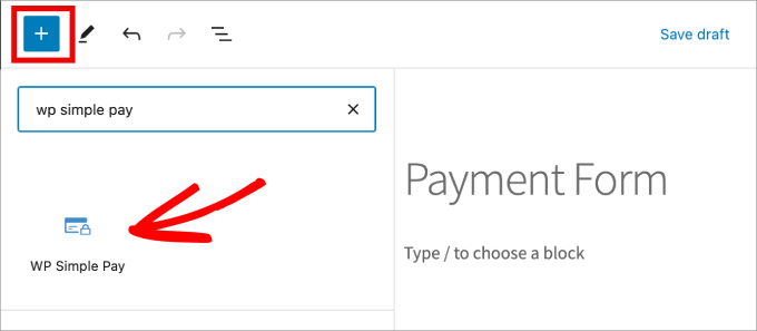 WP simple pay block