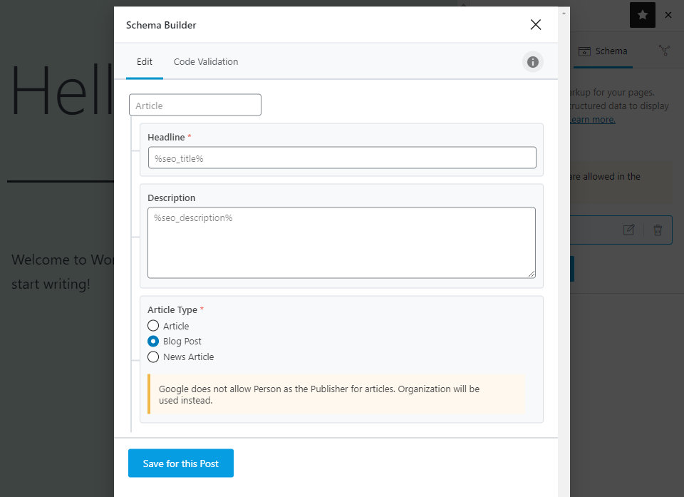 Using Rank Math's schema builder