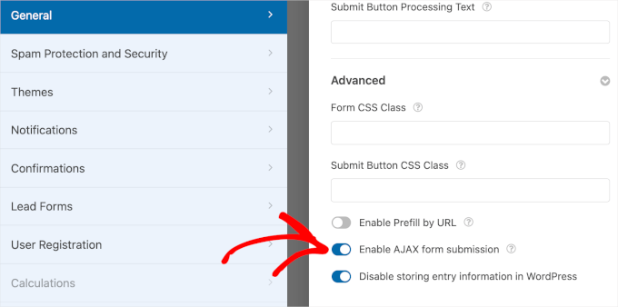 Enabling AJAX in WPForms