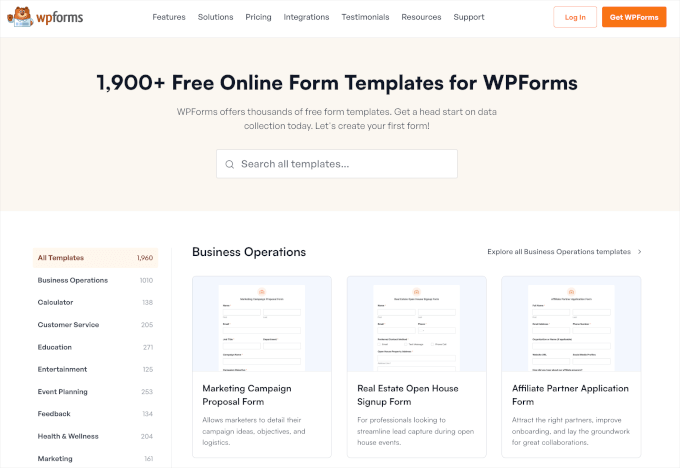 WPForms' templates