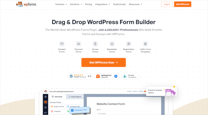 WPForms website