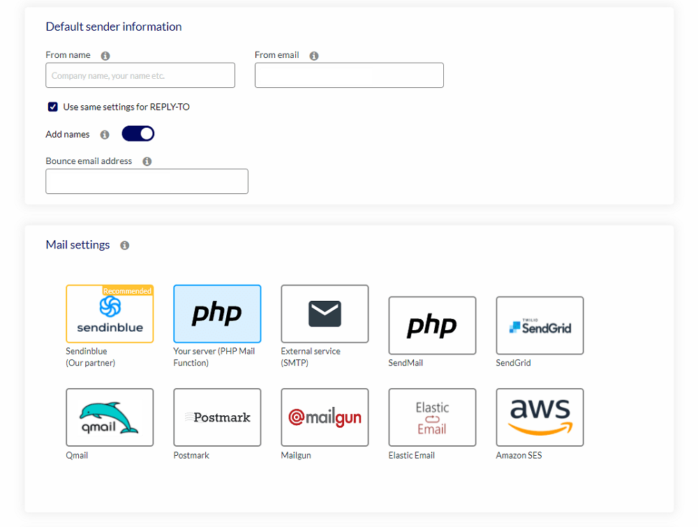 acymailing mail settings