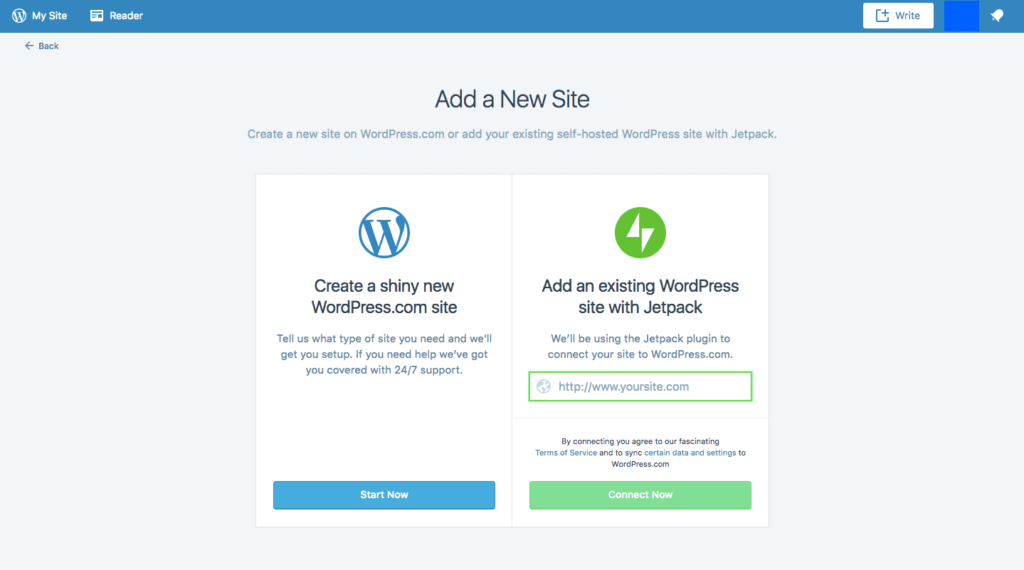 The WordPress.com website.