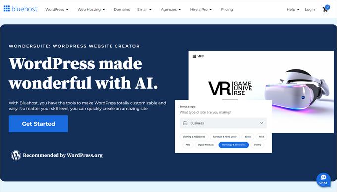 Bluehost's AI Site Creator