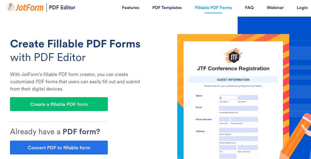 The JotForm website.