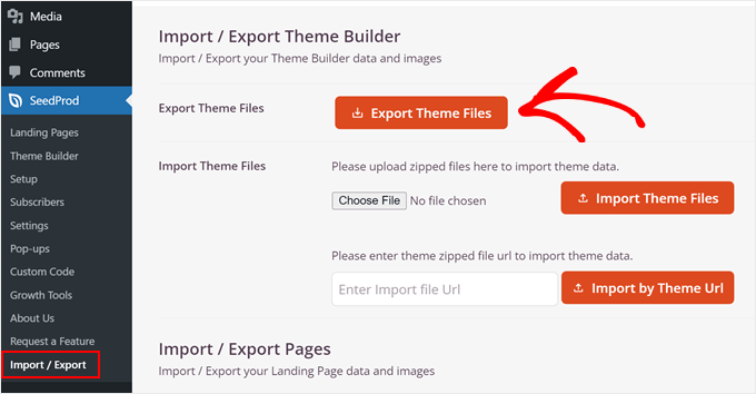 Exporting a SeedProd theme file