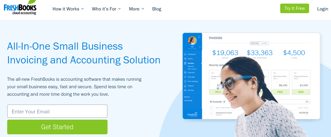 The FreshBooks website.