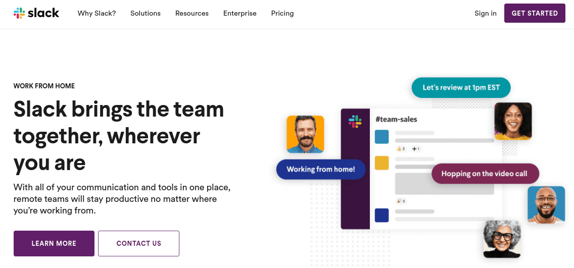 The Slack website.