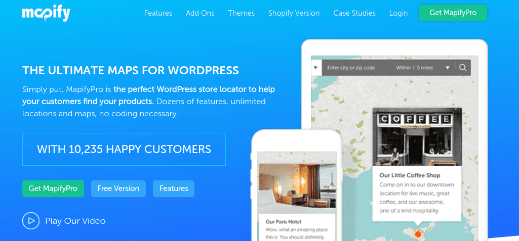 The MapifyPro WordPress map plugin.