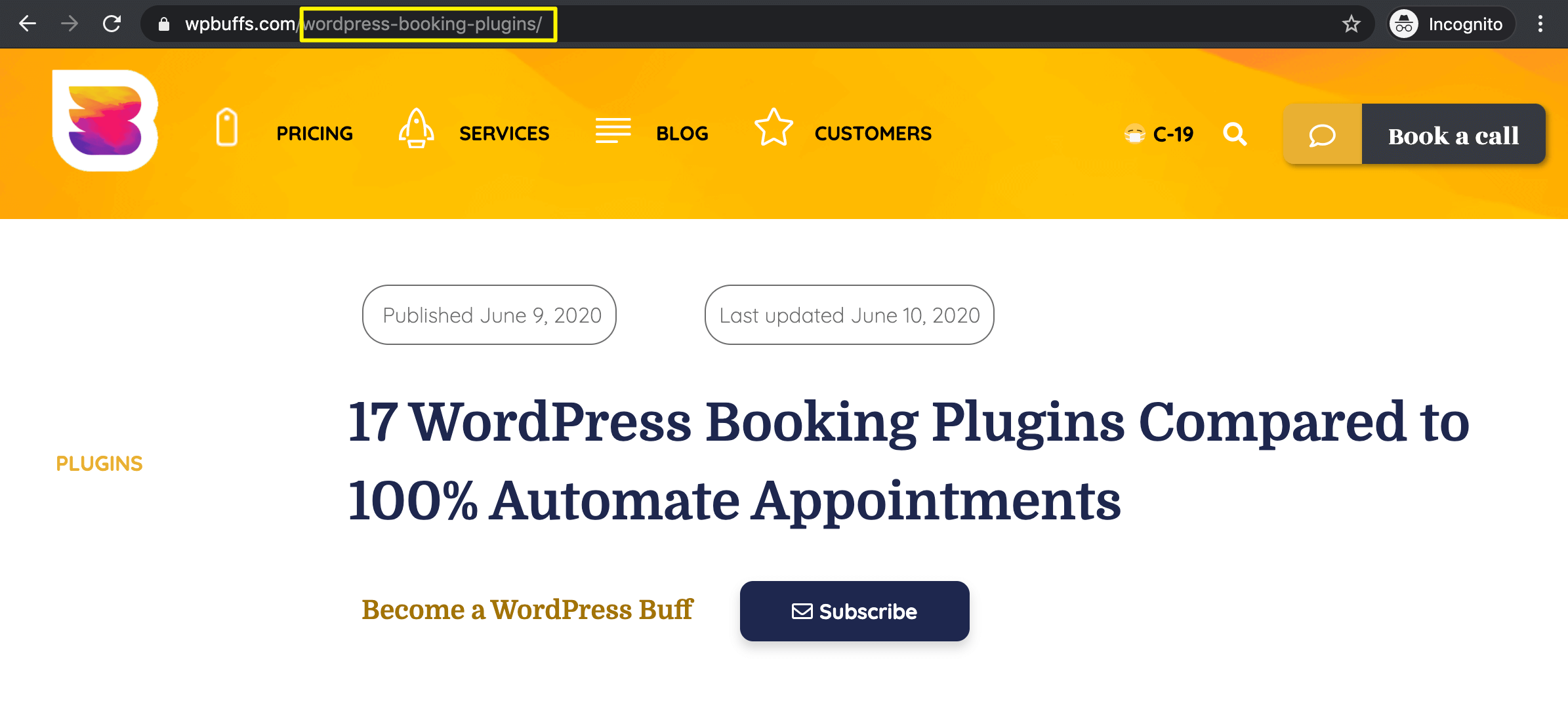 A short WordPress slug.