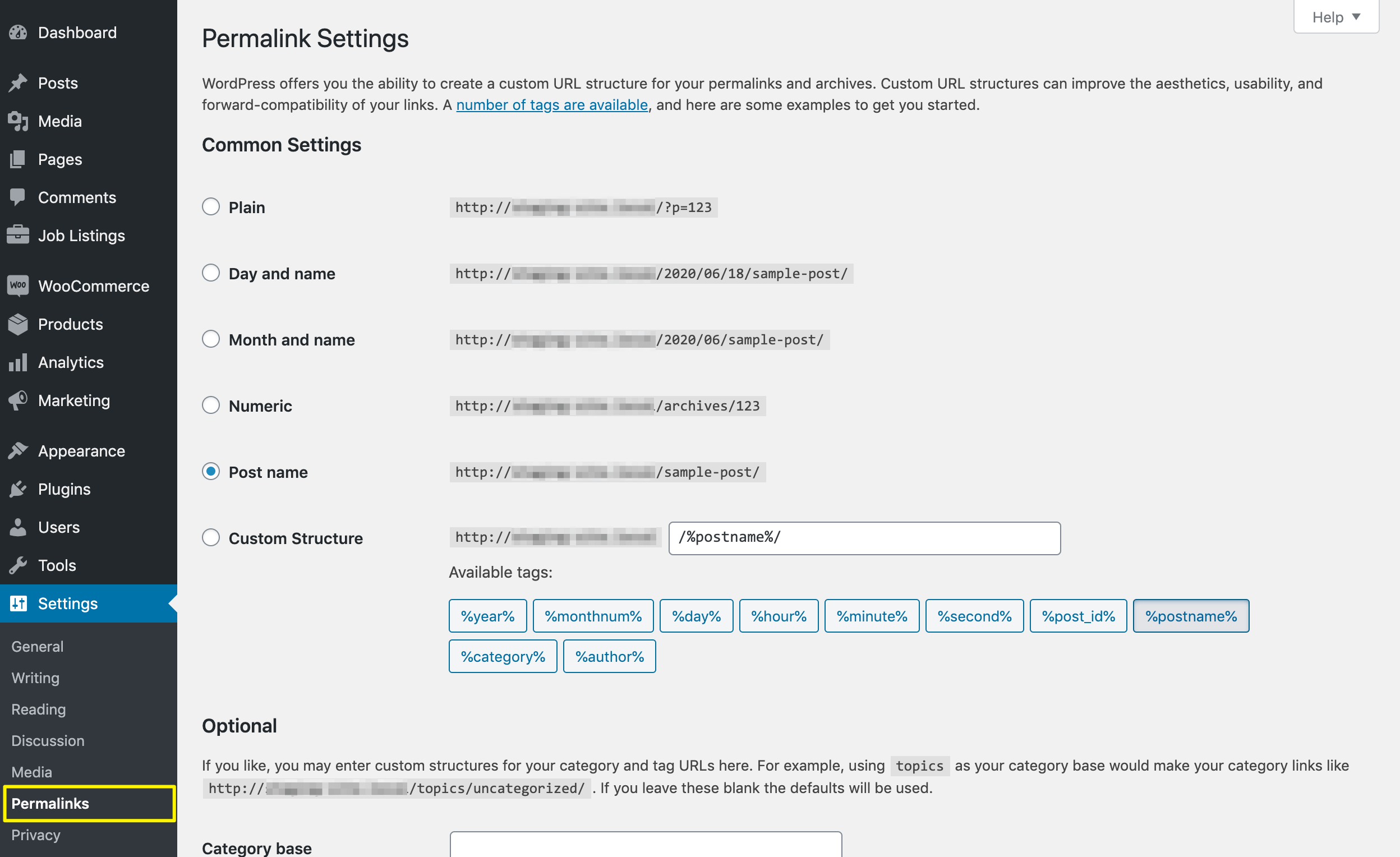 WordPress' permalink settings.