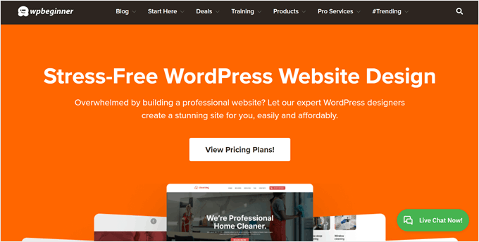 WPBeginner Pro Services for designing a custom WordPress site