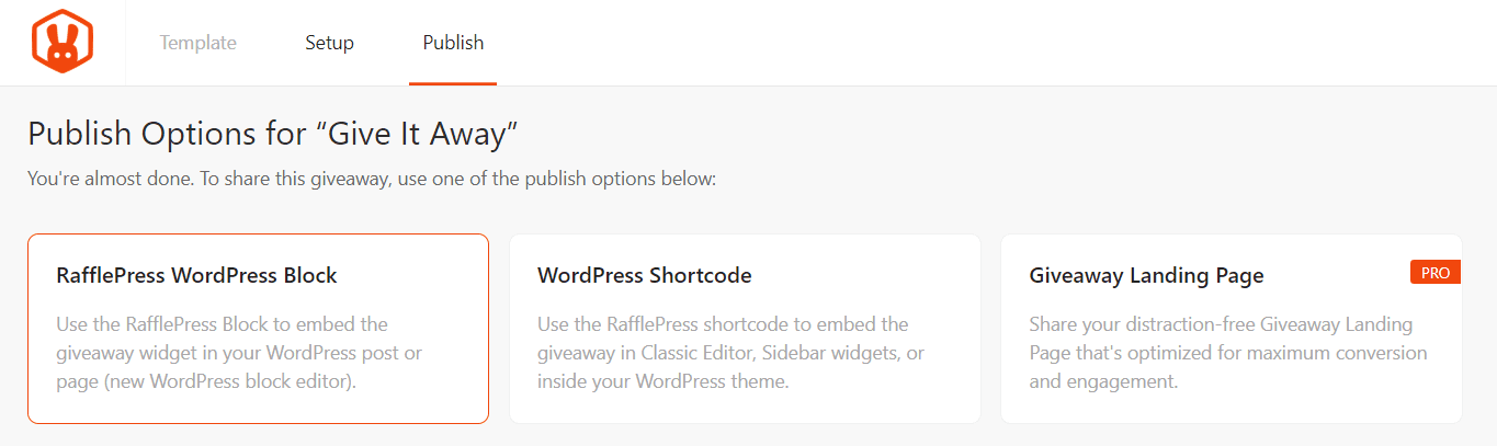 publish options