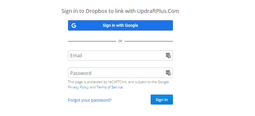 Connect Dropbox to UpdraftPlus.