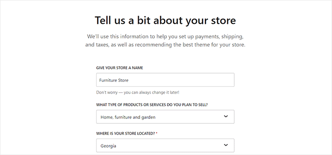 configure WooCommerce set up wizard