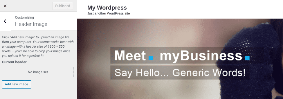 The Header image upload page on a WordPress blog.