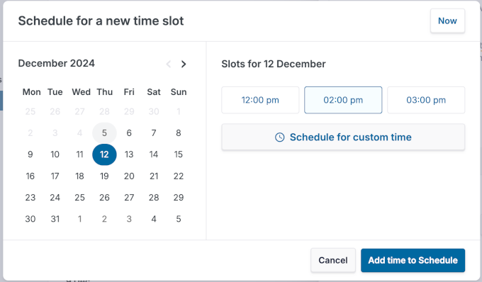 ClickSocial schedule time and date