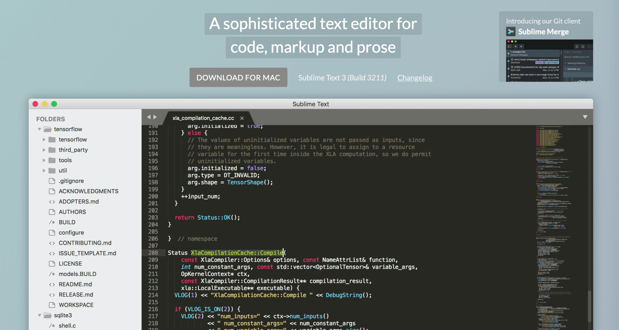 The Sublime Text 3 code editor.