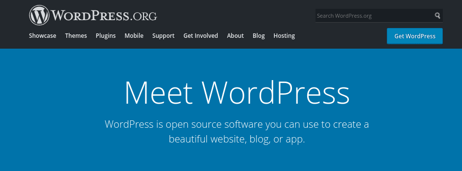 WordPress.org welcome screen