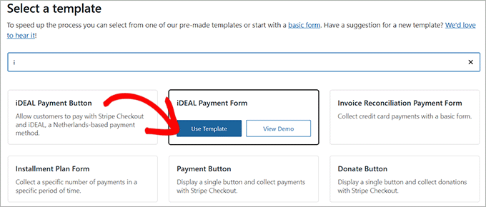 Choose the iDEAL payment form template