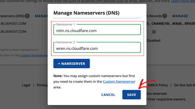 Managing Nameservers in Bluehost