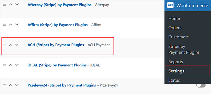 Choose ACH Payments option