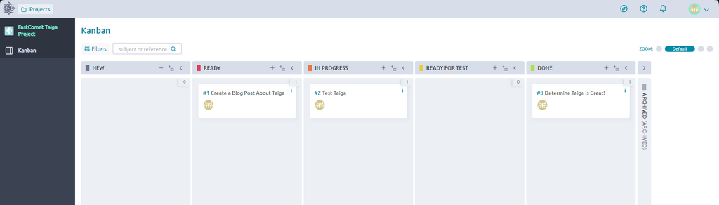 FastComet Example Taiga Board