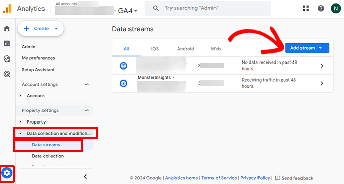 Google Analytics data streams