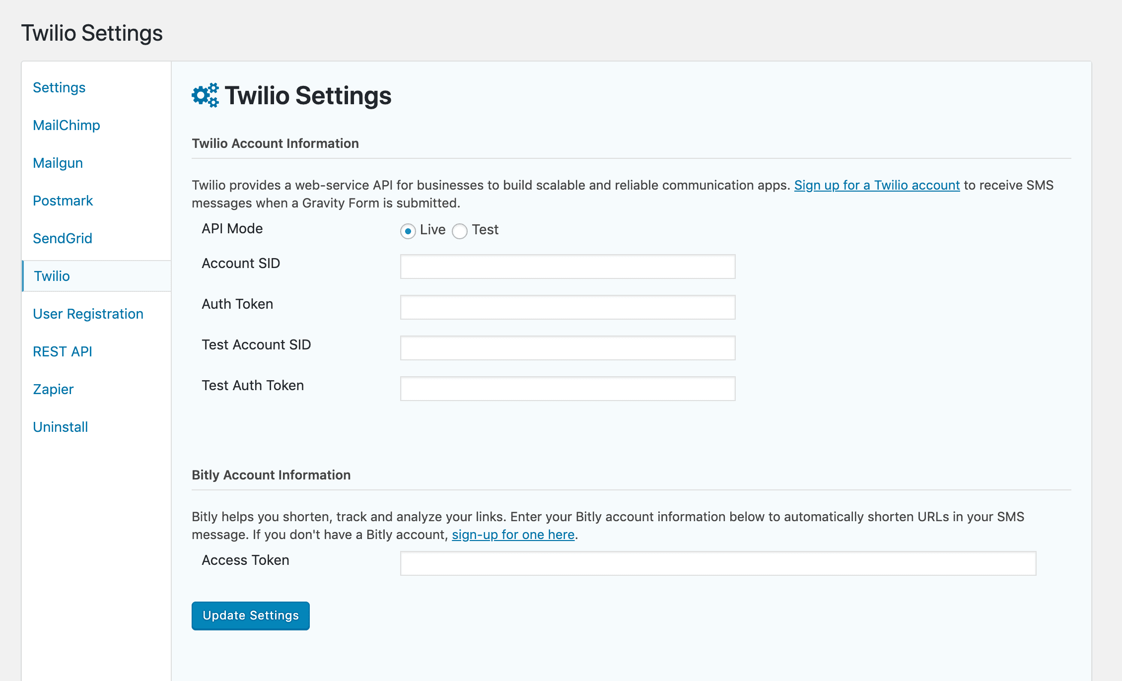 SMS gateway integration in WordPress