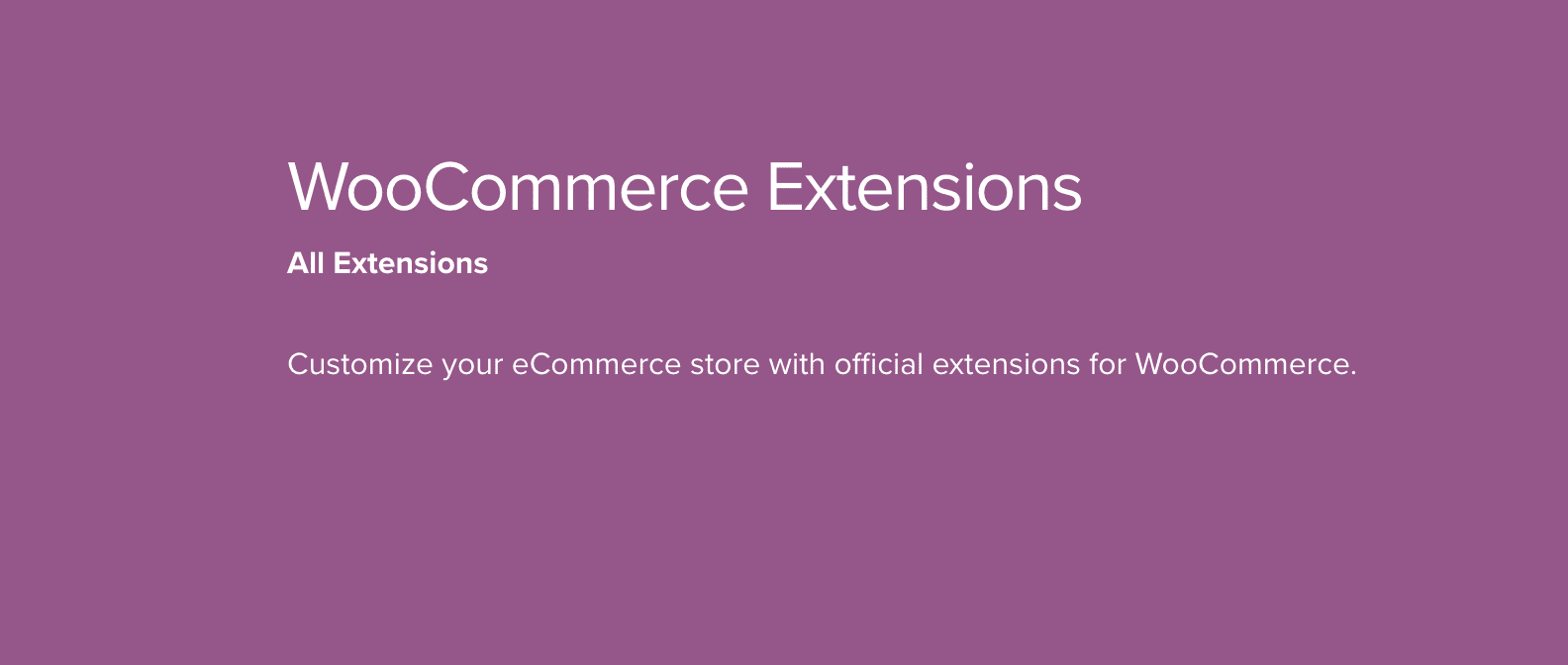 The WooCommerce Extensions banner.