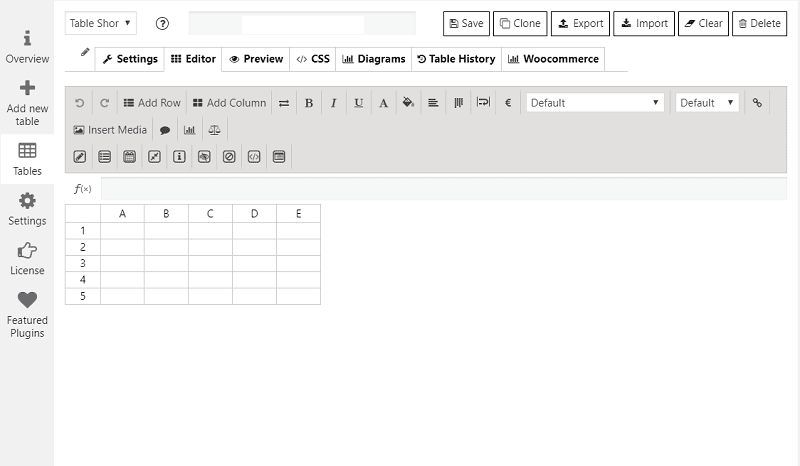 Creating a new table with Data Tables Generator by Supsystic.