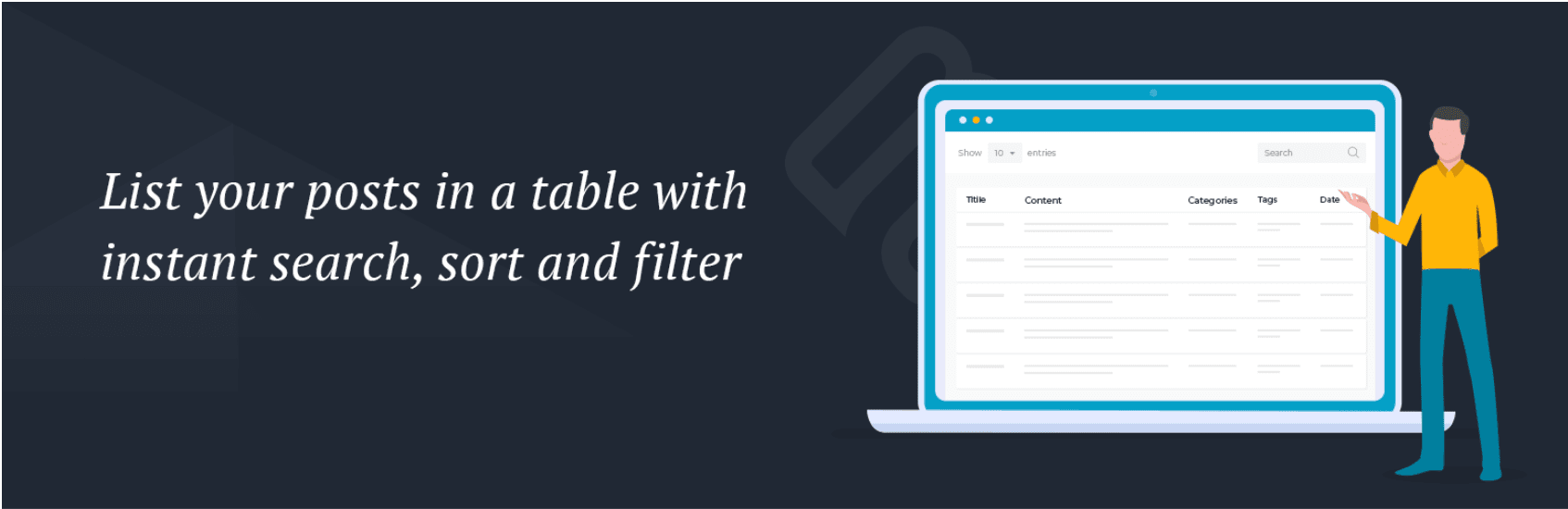 The Posts Table with Search & Sort plugin.