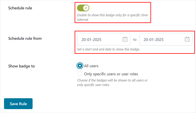 Creating a schedule for the product badge to appear with YITH