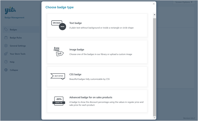 Choosing a product badge type in YITH plugin