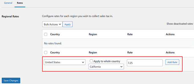 Add regional tax rates for global customers